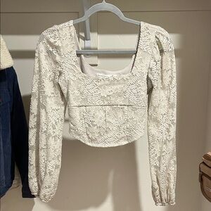 ALTAR’D STATE - Cream Mesh Long Sleeve Top
